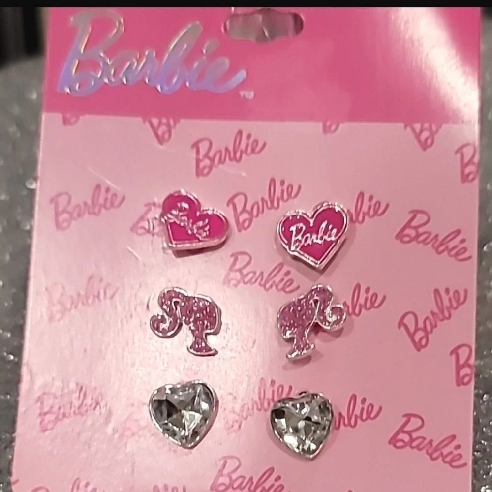 Barbie Logo Heart & Barbie Head 3-PK Earrings